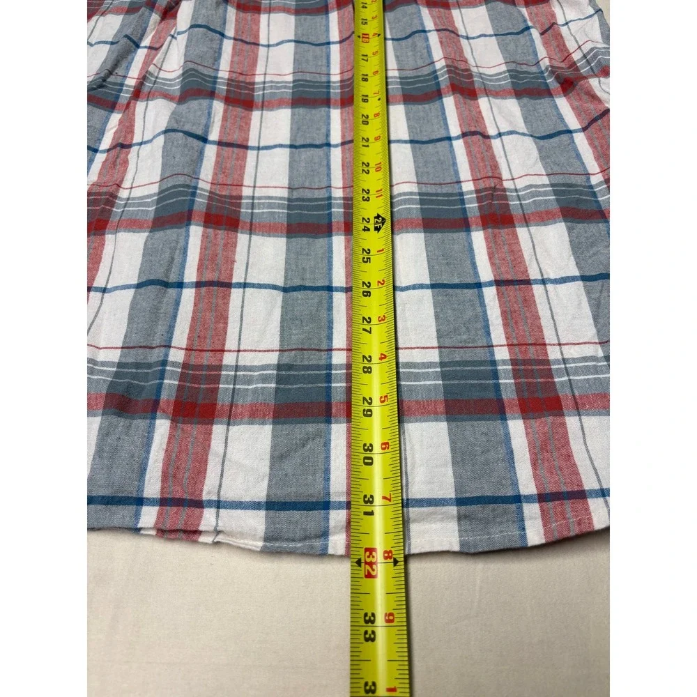 The North Face Mens XXL Red Blue White Plaid Hemp Blend SS Button Down NF0A5J9Z